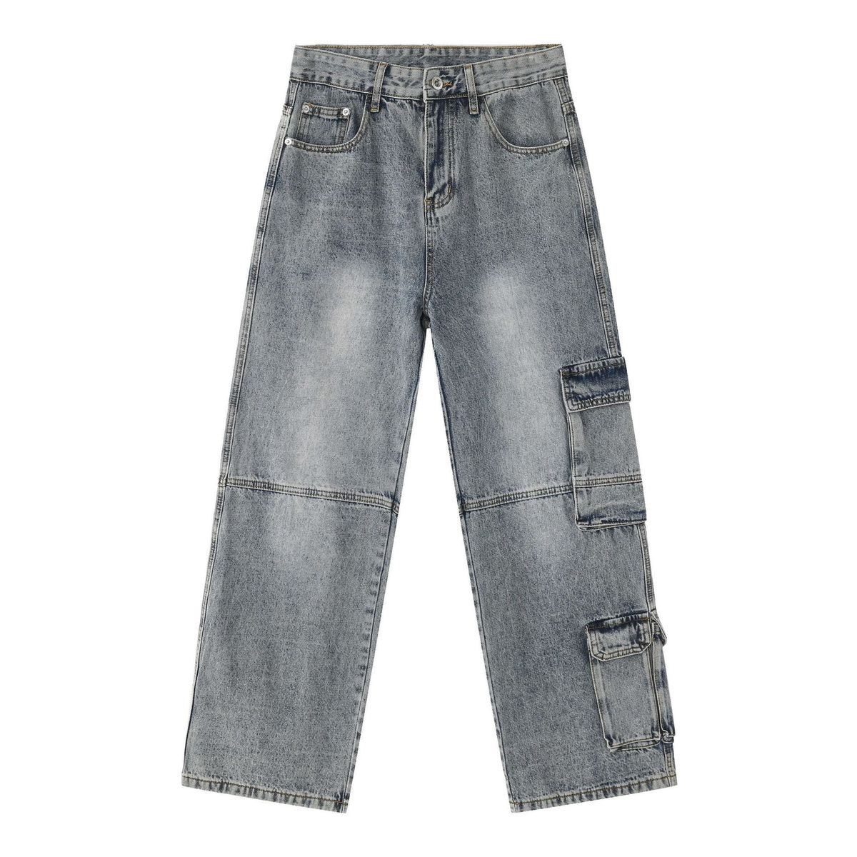 EF JEANS | 2023 New American Retro Street Niche Trendy Big Pocket Design Loose Tooling Jeans_viptrois.com