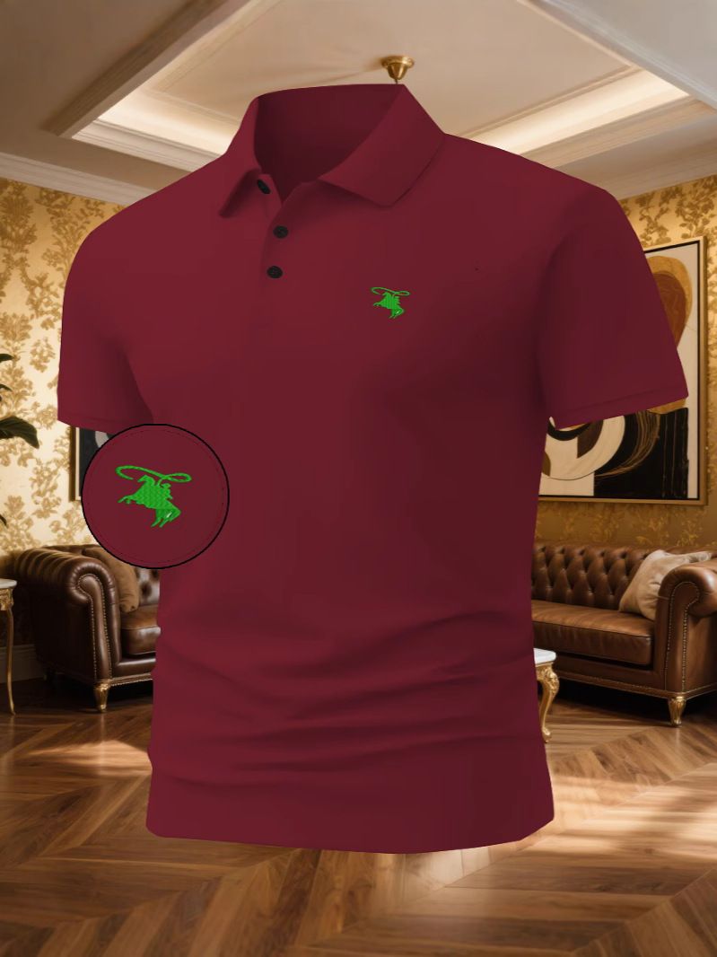 Classic Men's Polo Shirt Horse Riding Embroidery Embellishment Casual Business Dual Style_viptrois.com