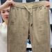 Summer Thin Ice Silk Quick Drying Plaid Color Block Casual Jogger Pants For Men Loose Fit Trendy Versatile Harem Pants_viptrois.com