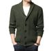 Pure Quality European And American Cross-Border New Long Sleeve Cardigan Pocket High Collar Solid Color Knitted_viptrois.com