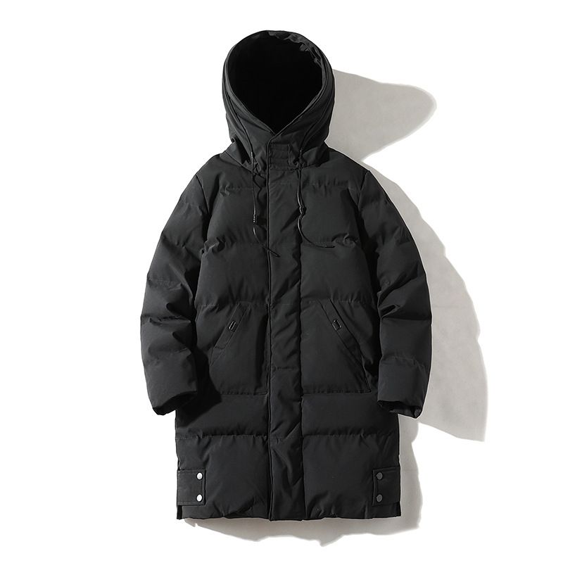 Boys' Winter Hooded Padded Jacket - Thickened Cotton Coat For Teens & Students, Warm Mid-Length Outerwear (Black/Grey/Army Green, Sizes M-8XL)_viptrois.com