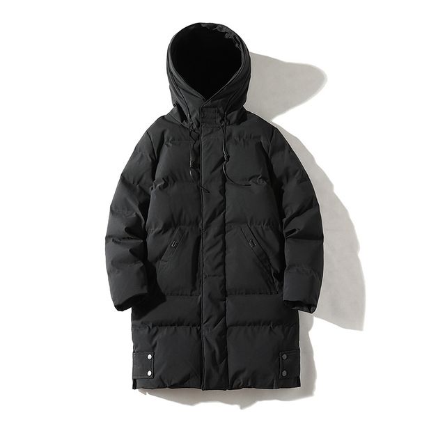 Boys' Winter Hooded Padded Jacket - Thickened Cotton Coat For Teens & Students, Warm Mid-Length Outerwear (Black/Grey/Army Green, Sizes M-8XL)_viptrois.com