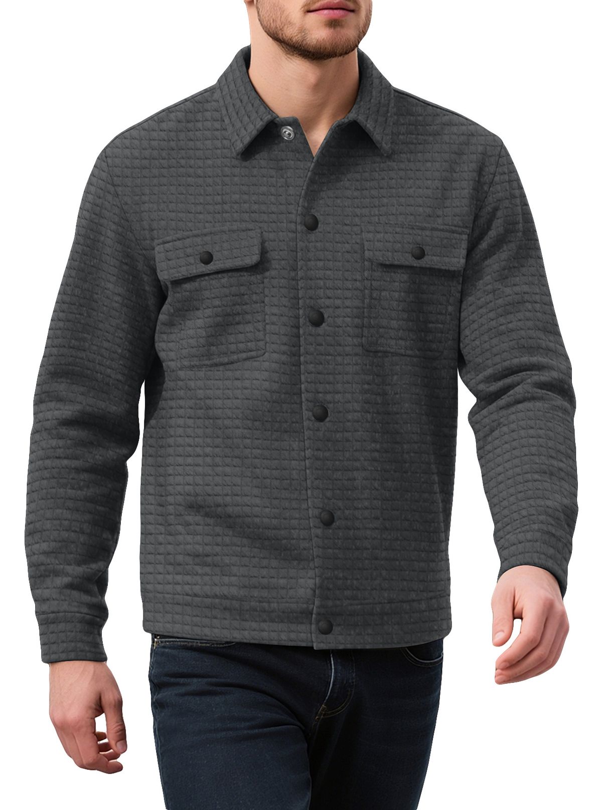 Men's Checkered Zip-Up Hoodie – Slim-Fit Quarter-Zip Sweater With Button Closure & Utility Pockets (S-XXXL, 5 Neutral Tones)_viptrois.com