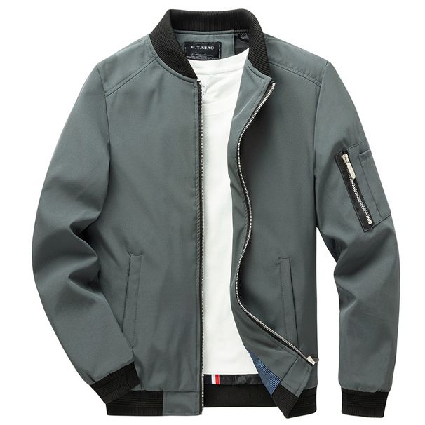 Men's Stand Collar Jacket - Lightweight Windproof Polyester Zip Coat For Spring & Autumn (Black, Navy, Burgundy, Khaki, Army Green, Grey) - M-7XL_viptrois.com