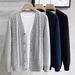Men's Slim Fit Knit Cardigan Sweater - Casual Long Sleeve Open Front Coat For Autumn & Winter_viptrois.com
