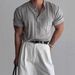 Henry Collar Slim Fit Knitted Short Sleeved T Shirt For Men 2025 Summer New Style Light Mature Style Business Commuting All Match T Shirt_viptrois.com