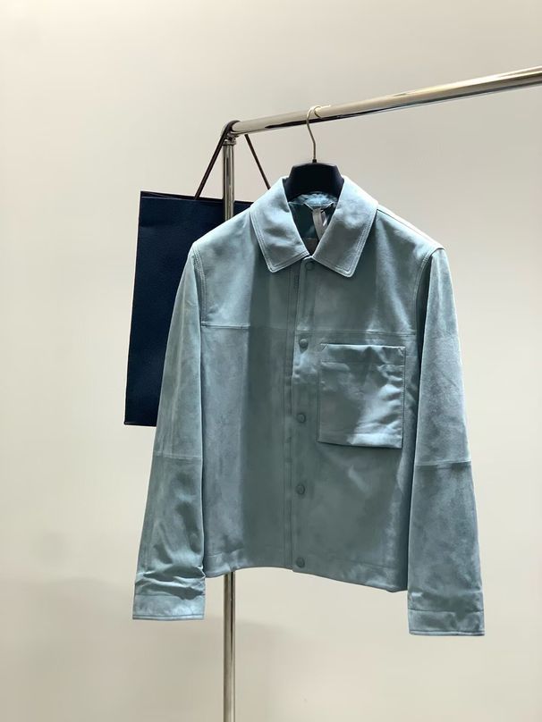 Correct Version 25 Autumn Winter Light Blue Sheepskin Suede Men's Jacket D Brand Quality Heavyweight Coat European_viptrois.com