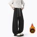 Men's American Style Heavyweight Deconstructed Curved Blade Sweatpants Winter Retro Solid Color Loose Wide Leg Casual Sports Pants_viptrois.com