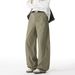Men's Clothing Side Split Stitching Pleated Casual Pants Men's Autumn New Trendy Brand Loose Straight Pants Retro Silhouette Long Pants_viptrois.com