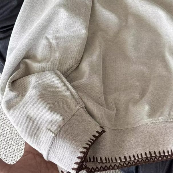 Round Neck Half Button Hoodie Trendy New Style, Fashionable Design Sense, Versatile Loose Top_viptrois.com
