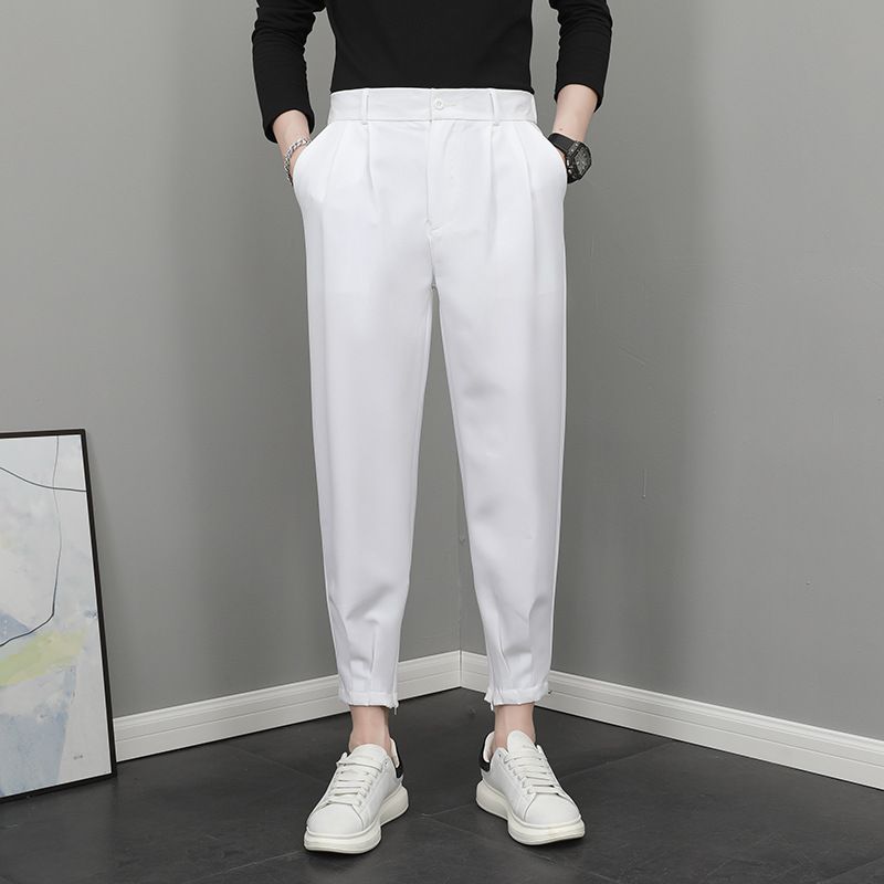Men's Spring Casual Trousers Korean Style Jogger Harem Pants Slim Fit Versatile Suit Cool Nine Point_viptrois.com