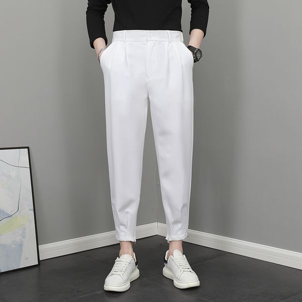 Men's Spring Casual Trousers Korean Style Jogger Harem Pants Slim Fit Versatile Suit Cool Nine Point_viptrois.com