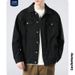 LKTM Men's Black Denim Jacket Vintage Washed Oversized Workwear Style Versatile Layering Unisex Streetwear Coat_viptrois.com