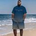 Men's Casual Beach Suit T-Shirt And Shorts Set European American Style Summer Paris Tower 3D Digital Print_viptrois.com