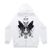 Gothic Couple Butterfly Skull Harajuku Large Size Zipper Dark Style Sweatshirt Women's Hoodie_viptrois.com