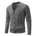 "Modern V-Neck Knit Cardigan For Men – Lightweight Stretch Polyester With Jacquard Detailing (Black, Gray, Navy, Cream, Royal Blue, )"_viptrois.com
