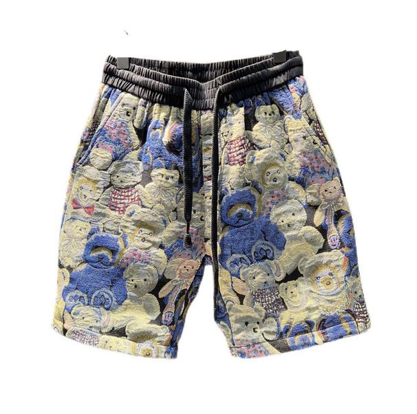 Men's Clothing Summer Jacquard Bear Shorts Personalized Color Beach Pants Fashion Print Casual Shorts_viptrois.com