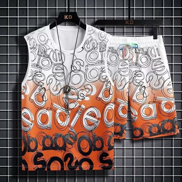 Men's Clothing casual sports suit boy summer short-sleeved T-shirt shorts junior high school students sleeveless running basketball uniform_viptrois.com