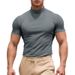 Men's Clothing Spot Summer Solid Color Short Sleeved Fashion Bottoming Shirt Men's Tight High Collar T Shirt_viptrois.com