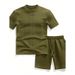 Men's Jacquard Print Short Sleeve Polo & Shorts Set, Breathable Quick-Dry Summer Sportswear For Casual & Active Lifestyle_viptrois.com