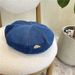 Metallic Denim Beret For Women, British Style, Large Head Circumference, Face Slimming Cloud Hat, Sweet Casual Octagonal_viptrois.com
