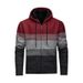 Men’s Winter Knit Cardigan – Fleece-Lined Hooded Sweater, Zipper Front, Casual & Warm (M-XXXL, Grey/Red/Blue)_viptrois.com