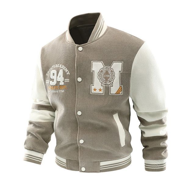 Men's Clothing 2024 cotton knitted corduroy fashion baseball jacket for boys BF style Cross-border foreign trade high-quality baseball jacket_viptrois.com