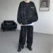 Men's Clothing Autumn New Embroidered Sports Suit For Men Tie Dye Trendy High Street Sweater Large Size_viptrois.com