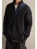 American Style Color-Block Half-Zip Knitted Sweater For Men, Autumn And Winter Thickened Lazy Warm Jacket Trendy_viptrois.com