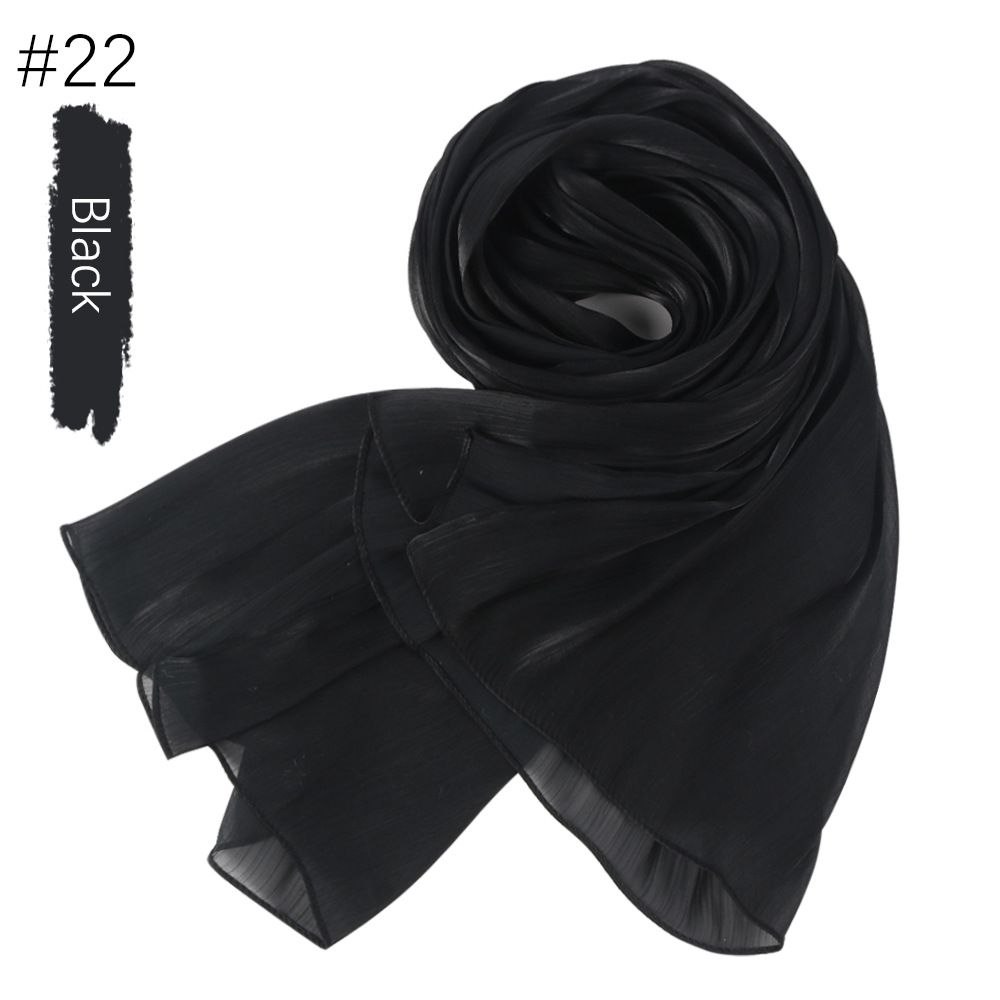 Muslim headscarf Solid Color Breathable Cool Island Satin Satin Crepe Scarf Island Silk Bright Silk Scarf_viptrois.com