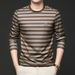 2025 Spring Men's Long Fashion Trend Autumn New Round Neck Versatile Short Sleeve Sweatshirt Base Shirt_viptrois.com