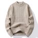Cotton Sweater Half Turtleneck Autumn Winter New Thickened Warm Knitted Base Shirt Men's Top_viptrois.com