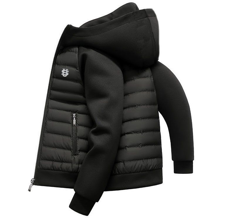 Men's Clothing American High Street Trend Thin Cotton Coat Men's Loose Casual Hooded Solid Color Stitching US Embroidery_viptrois.com