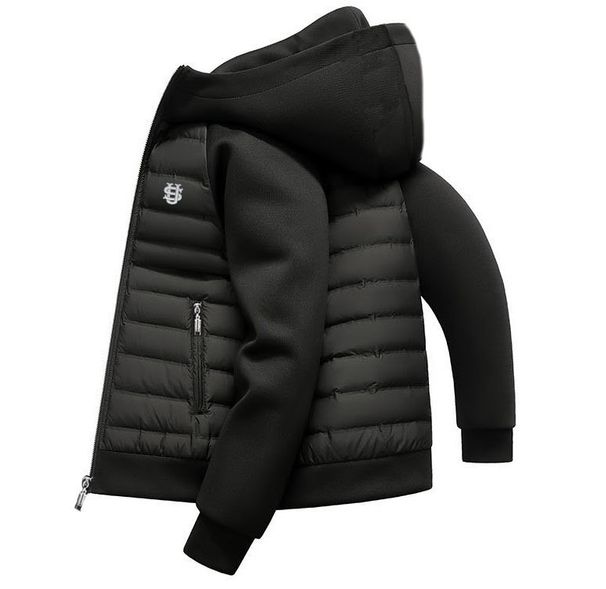 Men's Clothing American High Street Trend Thin Cotton Coat Men's Loose Casual Hooded Solid Color Stitching US Embroidery_viptrois.com