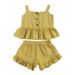 Kids’ Clothing Girls Suits Summer New Version Baby Girl Four Corner Ruffle Pants Sleeveless Tops Two Pieces_viptrois.com