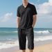 Men's Clothing Men's Linen Blend Polo Shirt & Shorts Set - Breathable Summer Outfit With Relaxed Fit_viptrois.com