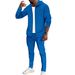 Men's Autumn New Waffle Hooded Pocket Cardigan Zipper Jacket Long Sleeve Trousers Suit_viptrois.com