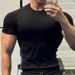 Men's Fitness Apparel Seamless Short-Sleeved Sports T-Shirt Quick Drying Compression Tight Fitting Outdoor Top For Summer Running Training_viptrois.com