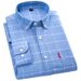Men's 100% Cotton Oxford Shirt - Wrinkle-Resistant Slim Fit Long Sleeve Shirt With Classic Stripes & Checks For Business Casual Wear_viptrois.com