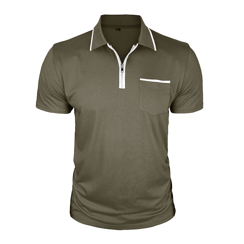 Men's Summer Polo Shirt With Contrast Pocket – Slim Fit Cotton Blend Short Sleeve T-Shirt (10 Colors, S-Xxl)_viptrois.com