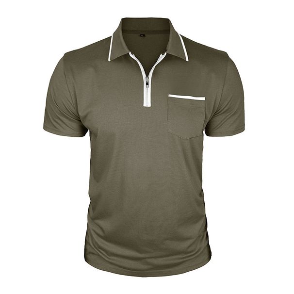 Men's Summer Polo Shirt With Contrast Pocket – Slim Fit Cotton Blend Short Sleeve T-Shirt (10 Colors, S-Xxl)_viptrois.com