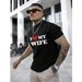 Camiseta De Manga Corta Impresa Casual Hombre, Para Uso Diario, Primavera/Verano_viptrois.com