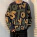 Pure Trendy Brand Personalized Letter Men's Pullover Jacquard American Retro Long Sleeve Knitted Sweater For Teenagers_viptrois.com
