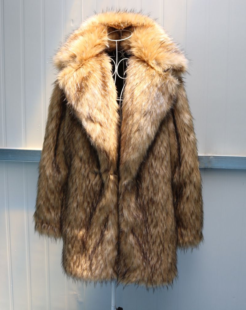 Men's clothing fur coat autumn winter imitation raccoon fur long coat fashion everything_viptrois.com