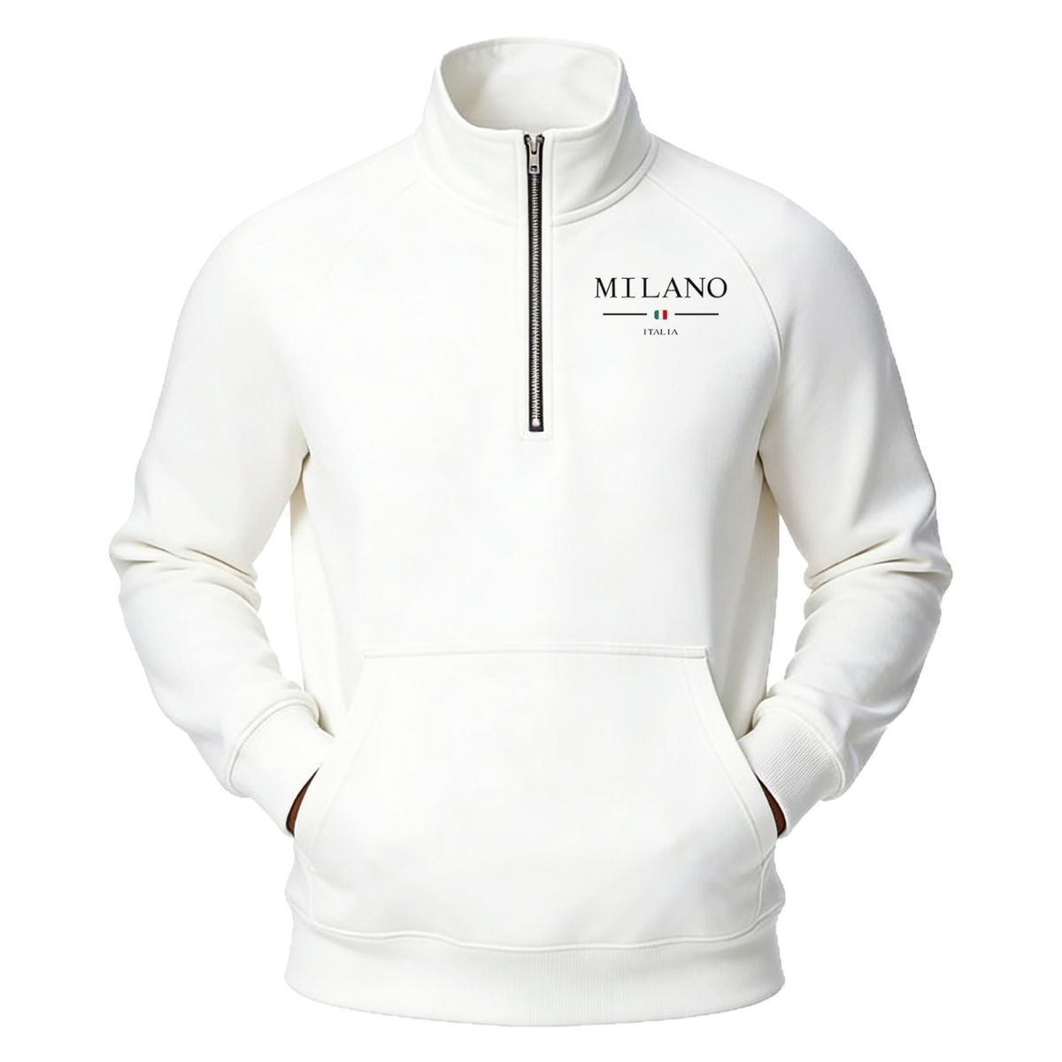 Semi-zipper Stand-up Neck Sweater, European And American Loose Casual Top_viptrois.com