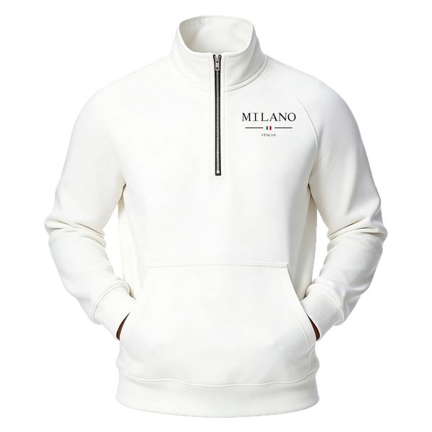 Semi-zipper Stand-up Neck Sweater, European And American Loose Casual Top_viptrois.com