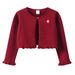 "Girls Cotton Knit Cardigan With Floral Pattern - Soft Round Neck Single Button Lightweight Sweater For Spring & Autumn"_viptrois.com