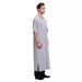 Men's Thobe – 7/4 Sleeve V-Neck Long Robe, Breathable Polyester, Modest & Comfortable (Sizes M-XL, White/Gray)_viptrois.com