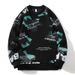 Graffiti Loose Hoodie Men's Round Neck Long Sleeved T-shirt Trendy Brand Base Shirt_viptrois.com
