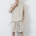 Summer Fitness Sports Large Shoulder Vest Set For Men Loose Sleeveless Two-Piece New Men's Clothing_viptrois.com
